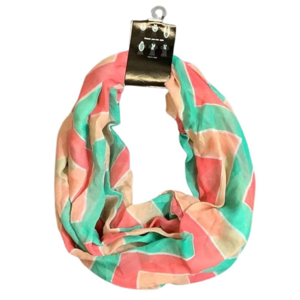 Grand Women's Infinity Scarf | Coral & Green | Fashion Accessory | One Size NEW